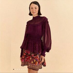FARM Rio Purple Long Sleeve Blouse